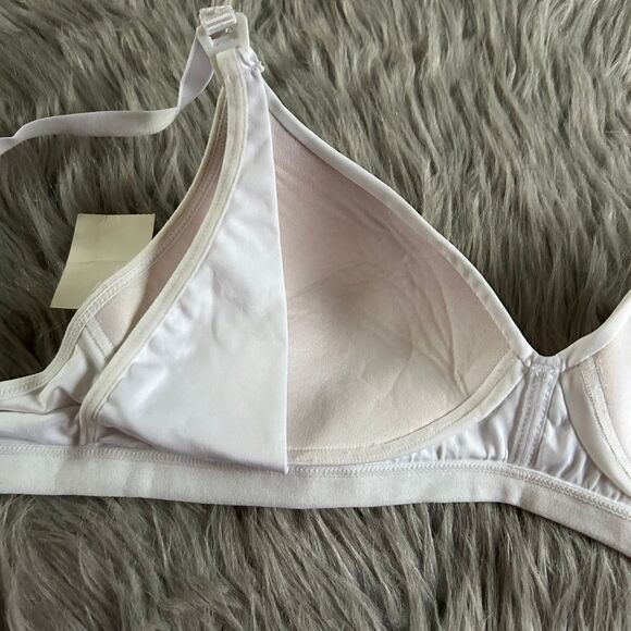 Wirefree Maternity Nursing Bra Women Size M1 Medium White Wireless Lightly Lined - Picture 6 of 7